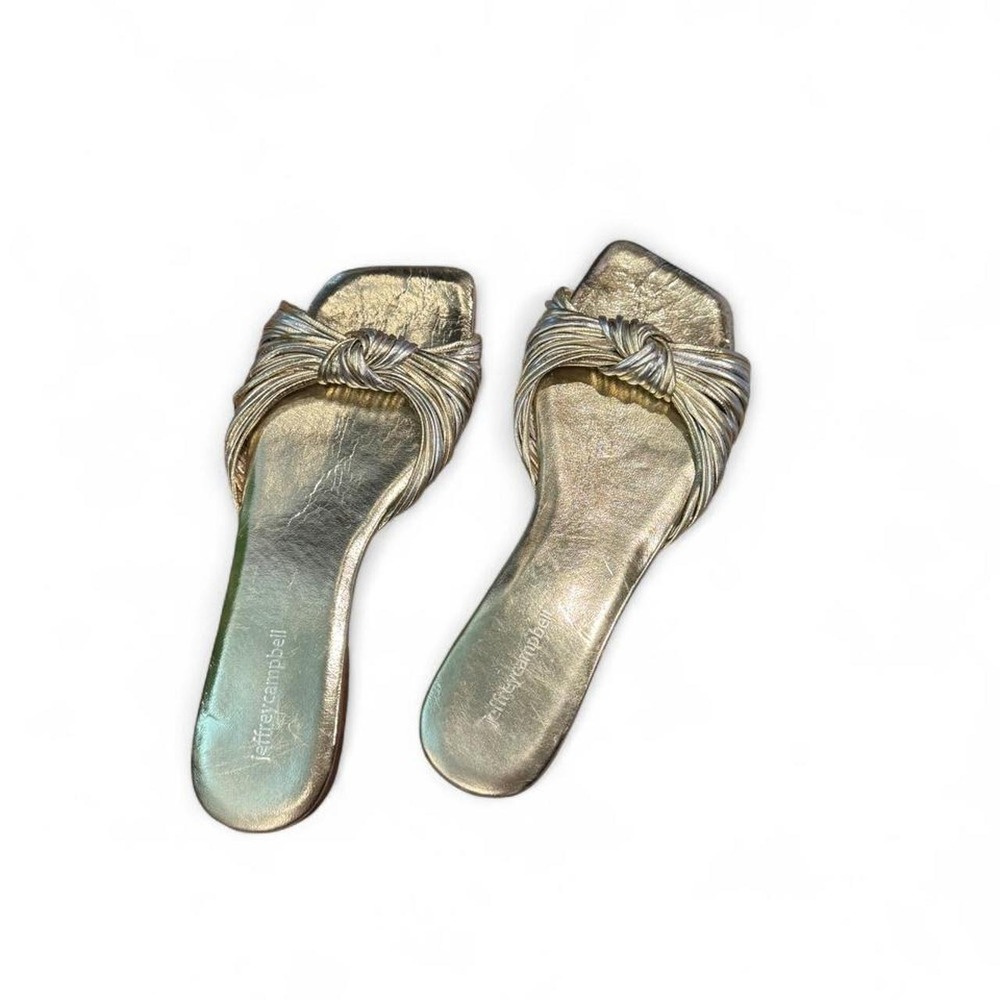 Gold Metallic Knotted Jeffrey Campbell Flats - Picture 3 of 4